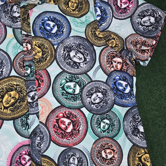 Red Ape | MCMXXXIII Medusa Coin Flip Button Down Mens Shirt - Plus SIZE 4x - Picture 3 of 16